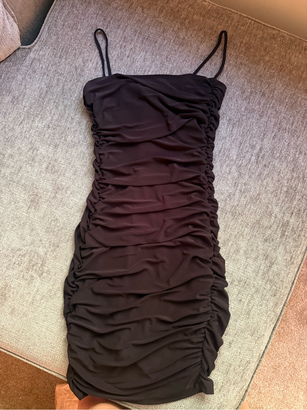Windsor Black Ruched Slip Mini Dress